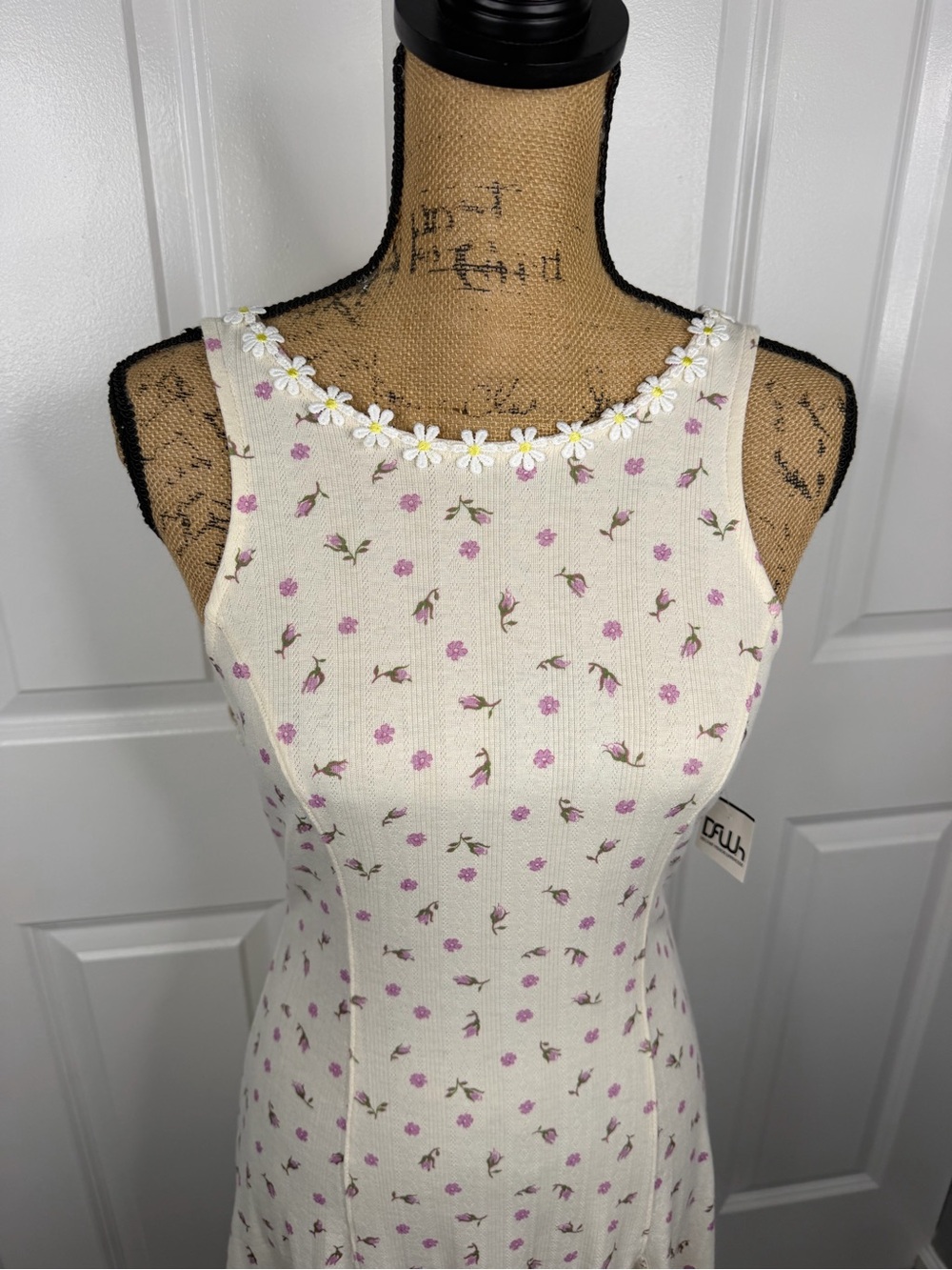 Free People Size S Ivory Floral Daisy Trim Mini Dress NWT - Picture 3 of 13